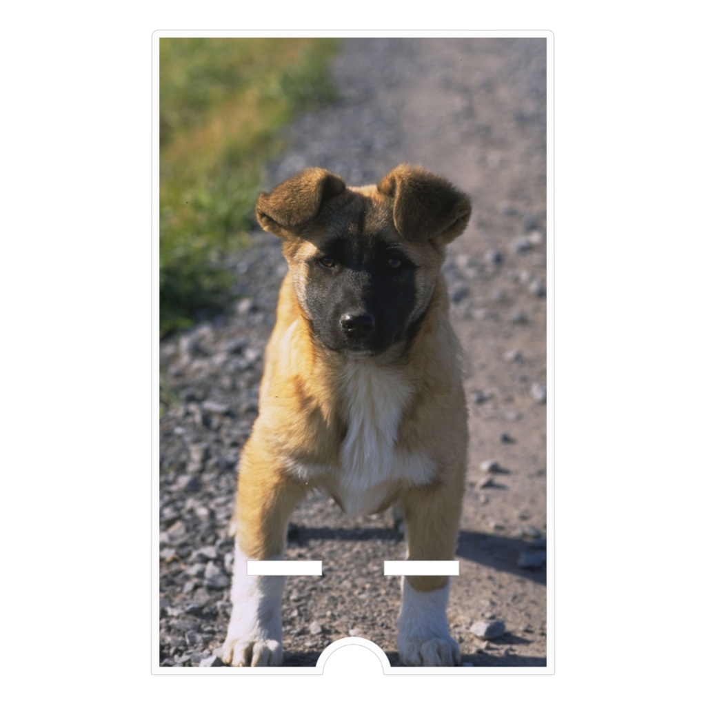 顔の黒いワンちゃん アクリルスマホスタンド(ケーブル穴あり)