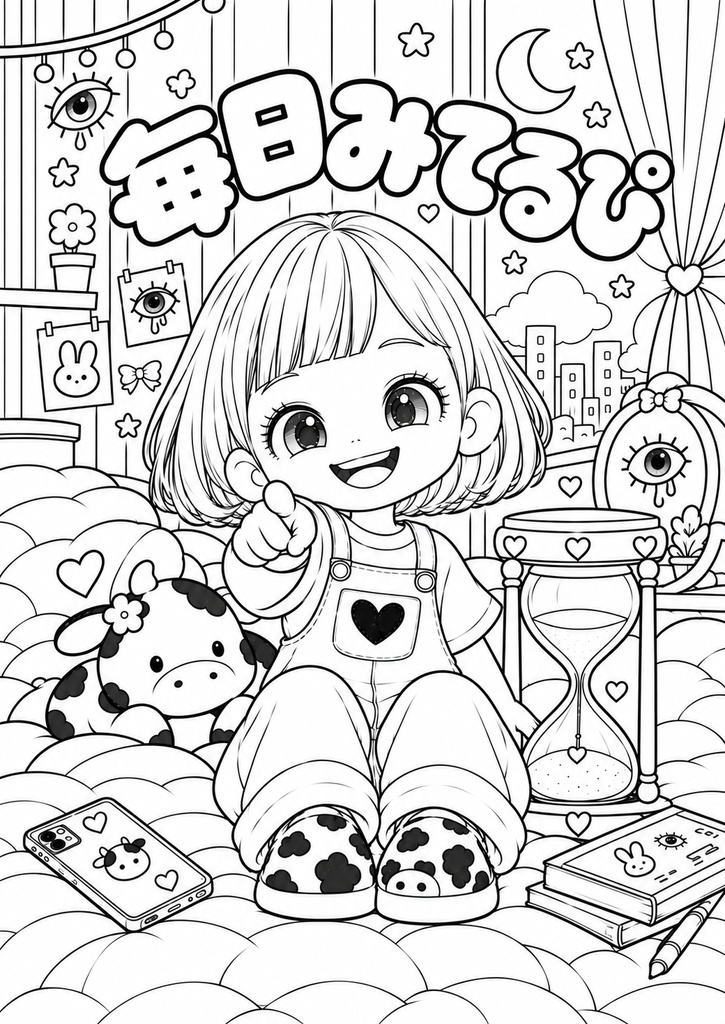 【無料プレゼント】めやにこ おためしぬりえ♡|A4・US Letter対応
