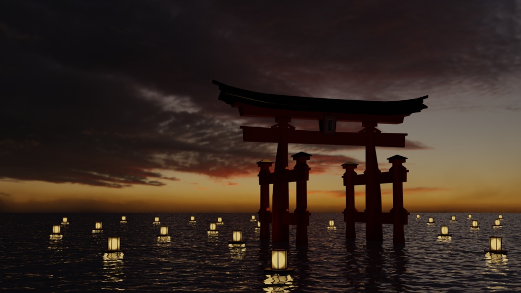 大鳥居と夕焼け