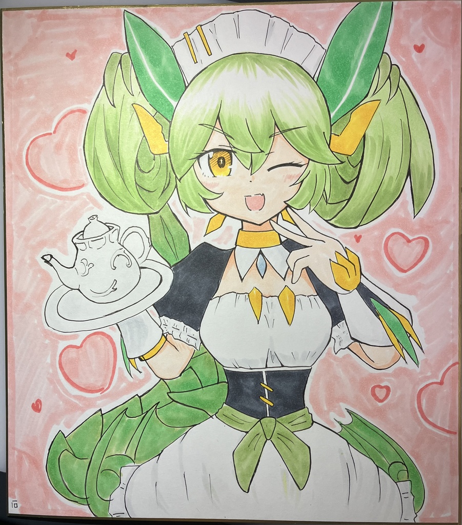 手描き色紙（ドラゴンメイドパルラ）