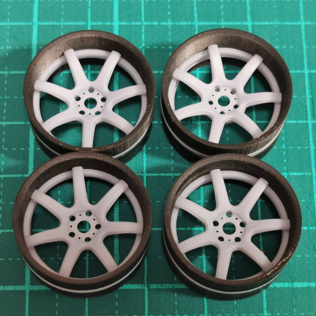 🔥1/24 自作ホイール 19インチ W-ET7R2P19R