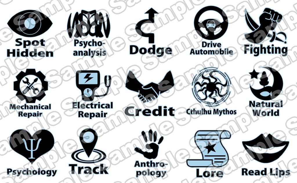 クトゥルフ神話でも使えるスキルアイコン~英語Ver~