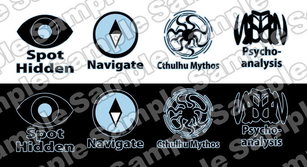 クトゥルフ神話でも使えるスキルアイコン~英語Ver~