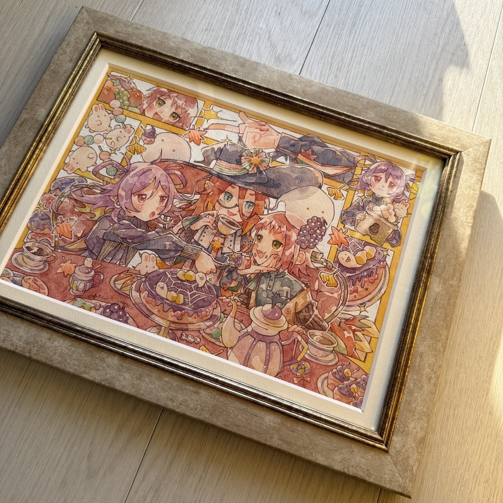 【原画】紅色の光が落ちる茶会席