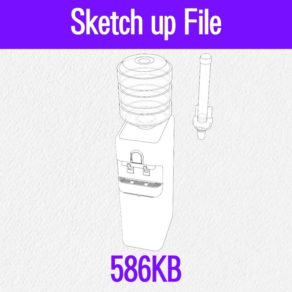 【3D素材 / SketchUp&cs3o】ウォーターサーバー&紙コップホルダー セット (オフィス・公共施設)