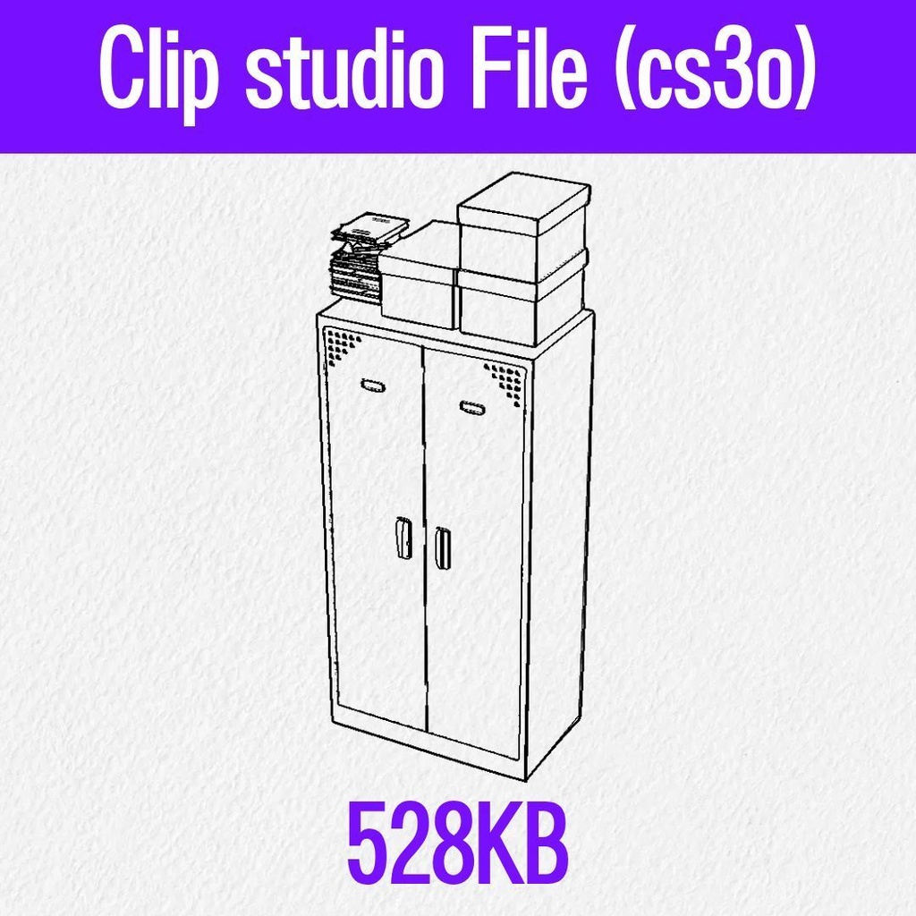 【3D素材 / SketchUp&cs3o】荷物箱が置かれたスチールキャビネット (倉庫・部室・資料室)