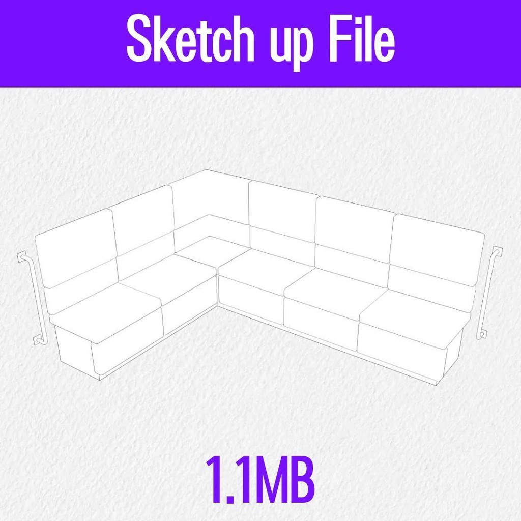 【3D素材 / SketchUp&cs3o】飲食店・カラオケのコーナーソファ (L字ボックス席)