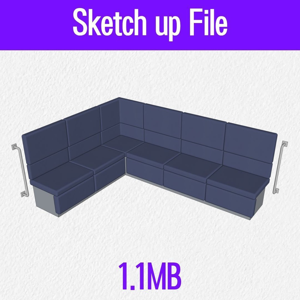 【3D素材 / SketchUp&cs3o】飲食店・カラオケのコーナーソファ (L字ボックス席)