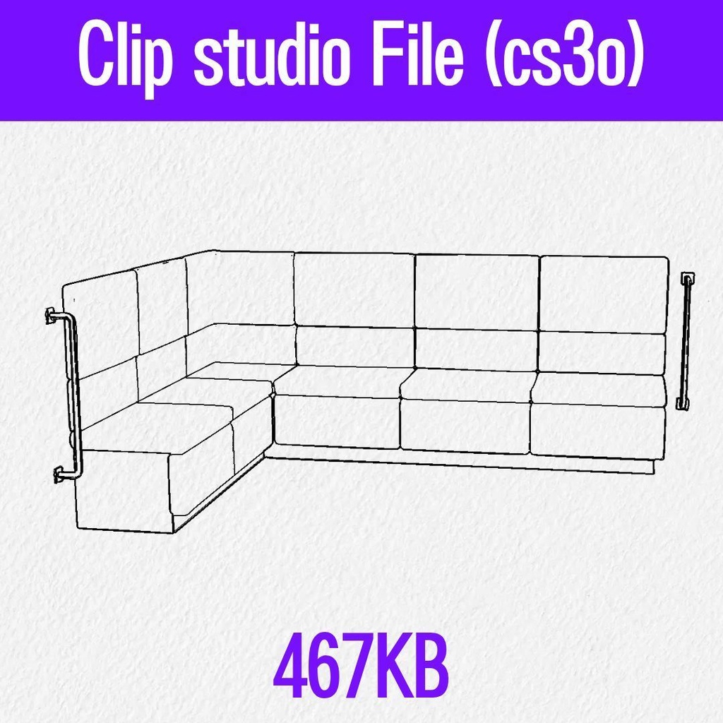 【3D素材 / SketchUp&cs3o】飲食店・カラオケのコーナーソファ (L字ボックス席)