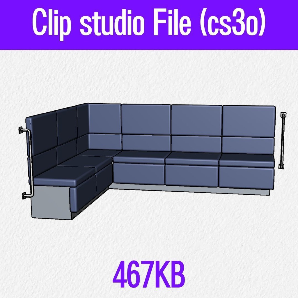 【3D素材 / SketchUp&cs3o】飲食店・カラオケのコーナーソファ (L字ボックス席)