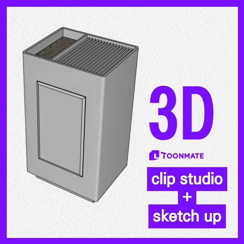 【3D素材】屋外用 スチール製ゴミ箱 (公園・街頭小道具)