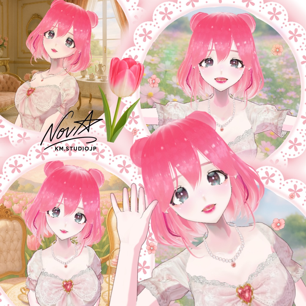 <Vroidモデル&服Set✨>【NeoN -ねおん-】春のロリータ服Ver._オリジナルVroidModel