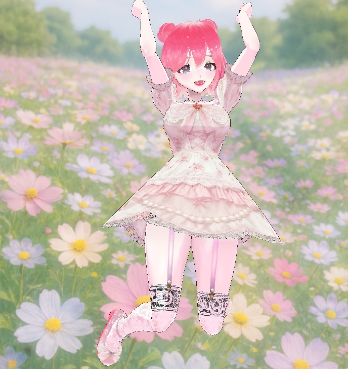 <Vroidモデル&服Set✨>【NeoN -ねおん-】春のロリータ服Ver._オリジナルVroidModel