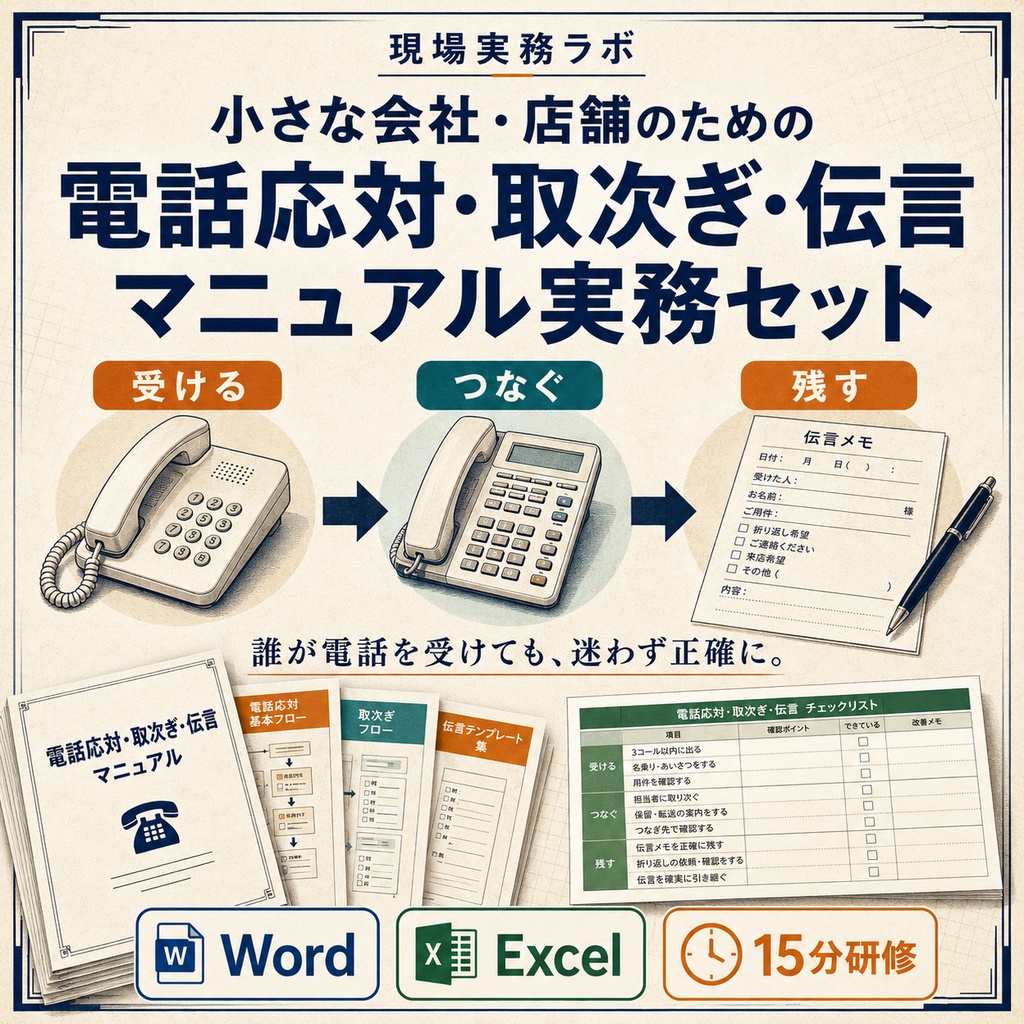 電話応対取次ぎ伝言マニュアル実務セット