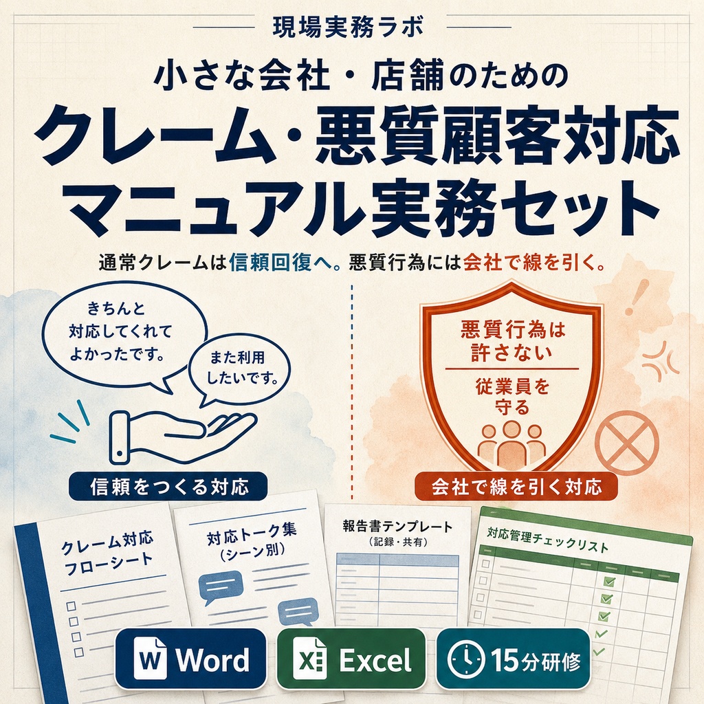 小さな会社・店舗のための クレーム・悪質顧客対応マニュアル実務セット