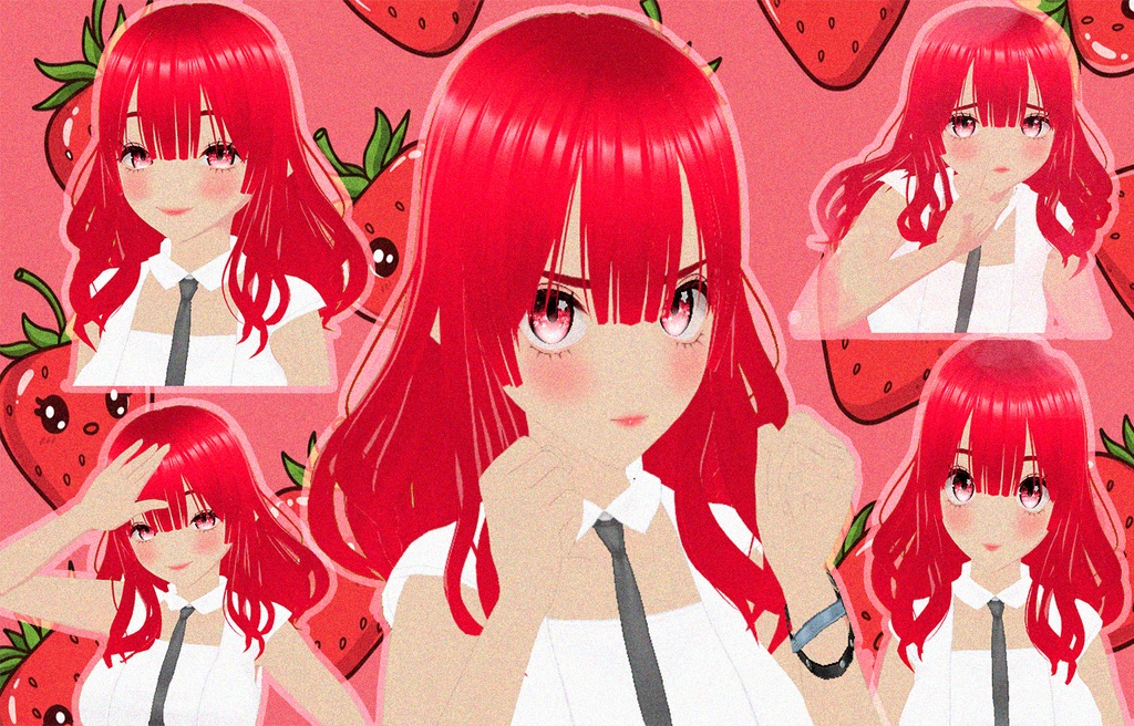 STRAWBERRY GIRL (simple vtuber model, strawberry girl, cheap)