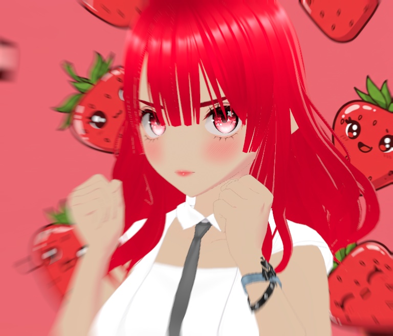 STRAWBERRY GIRL (simple vtuber model, strawberry girl, cheap) - roxyshop - 2/4