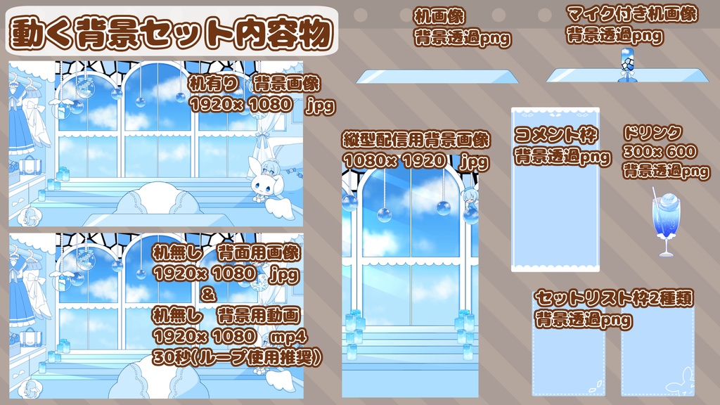 【動く背景素材】空と天使の部屋【配信背景】