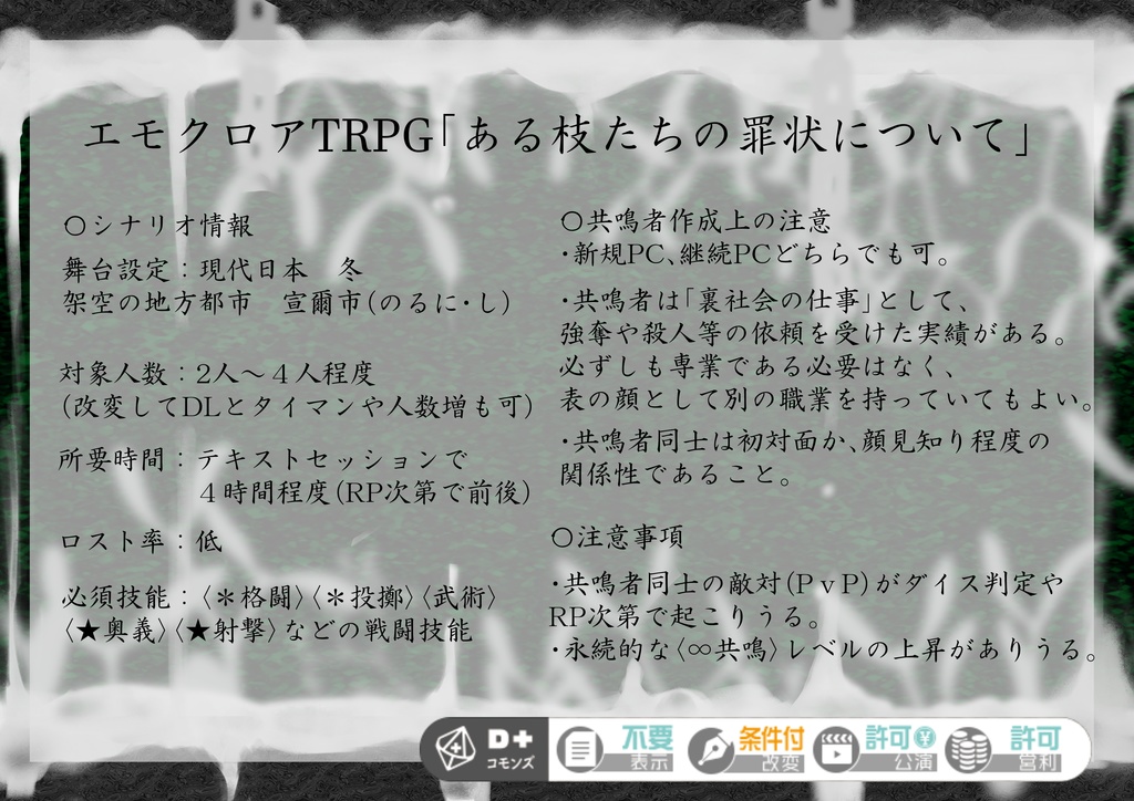 エモクロアTRPG ある枝たちの罪状について