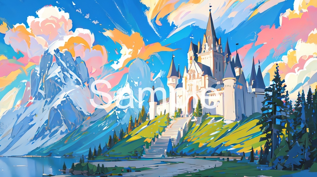 パステル調の山々(50枚)著作権フリーの背景素材