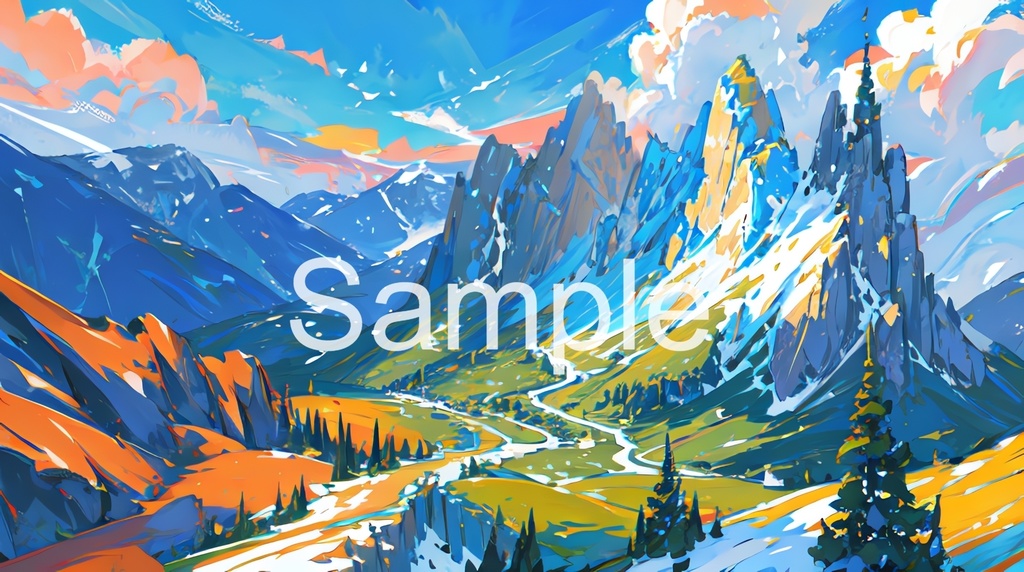 パステル調の山々(50枚)著作権フリーの背景素材