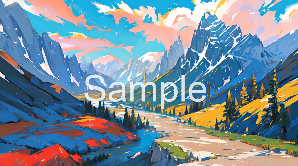 パステル調の山々(50枚)著作権フリーの背景素材