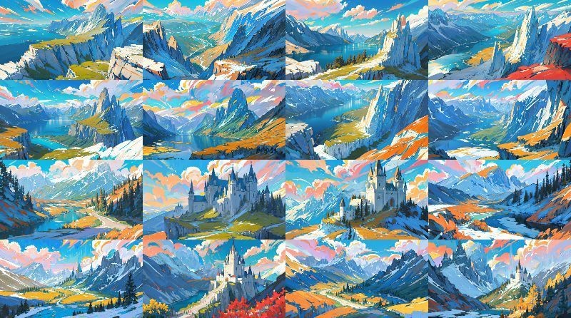 パステル調の山々(50枚)著作権フリーの背景素材