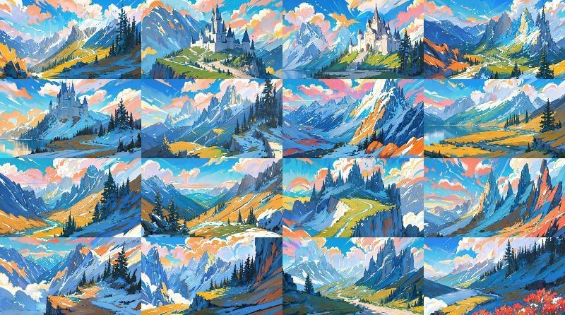 パステル調の山々(50枚)著作権フリーの背景素材