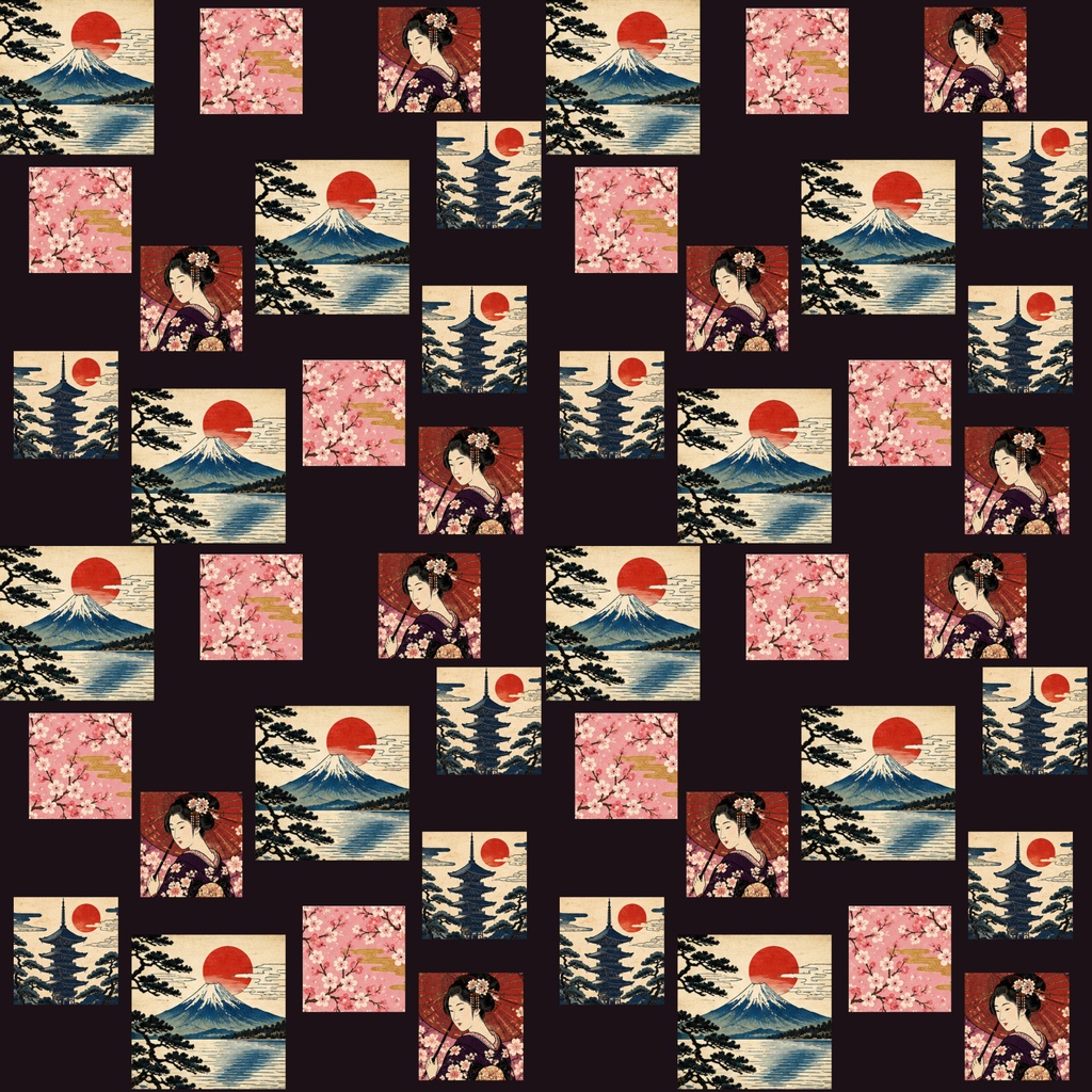 【背景5色セット】デジタルペーパー 浮世絵
