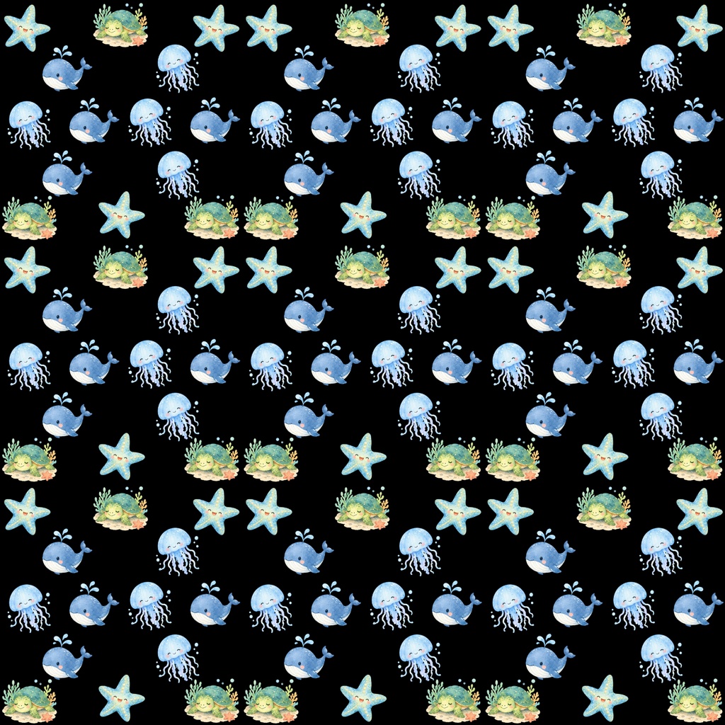 【背景5色セット】デジタルペーパー かわいい海の生き物 絵本風
