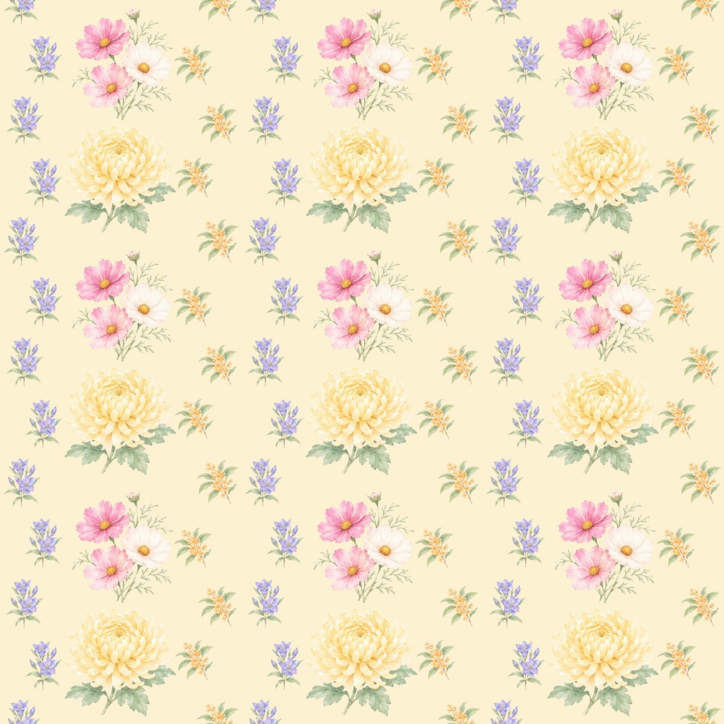 【背景5色セット】デジタルペーパー | 秋の花柄
