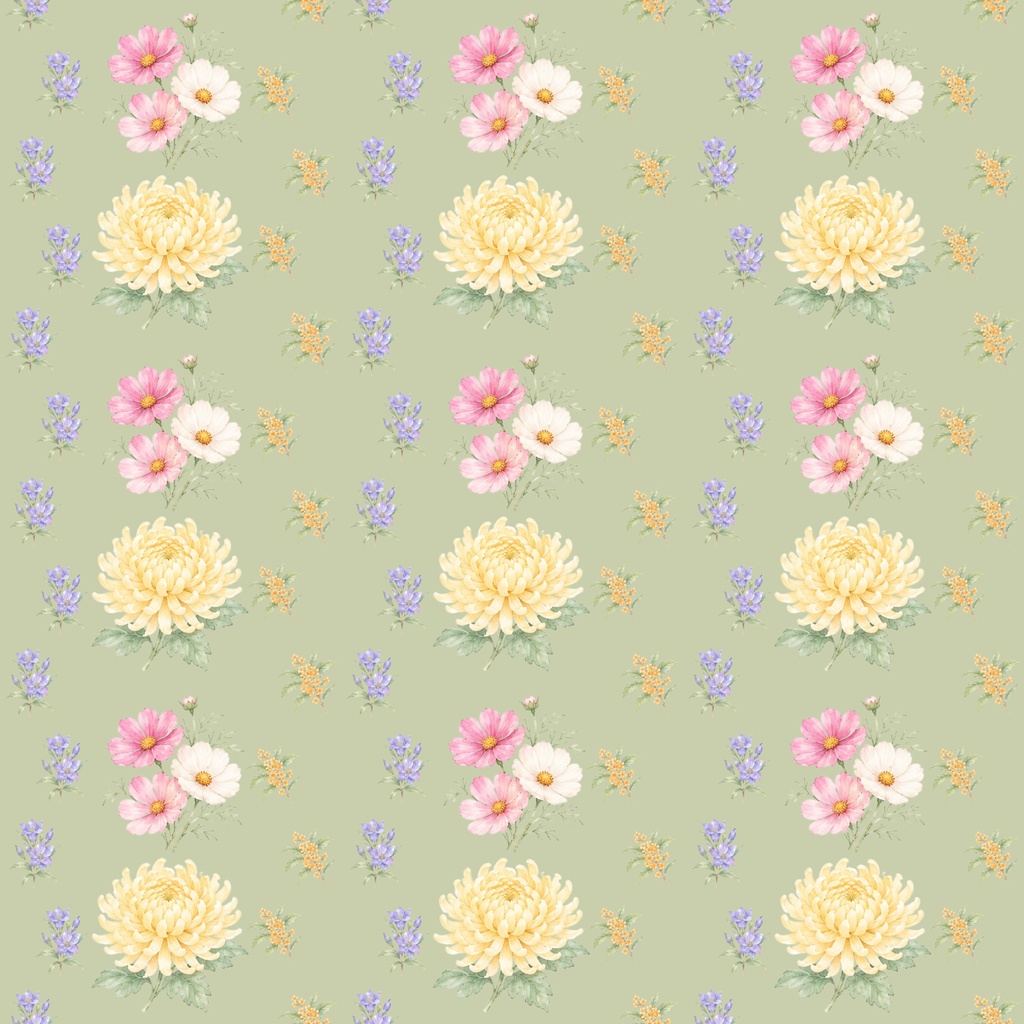 【背景5色セット】デジタルペーパー | 秋の花柄