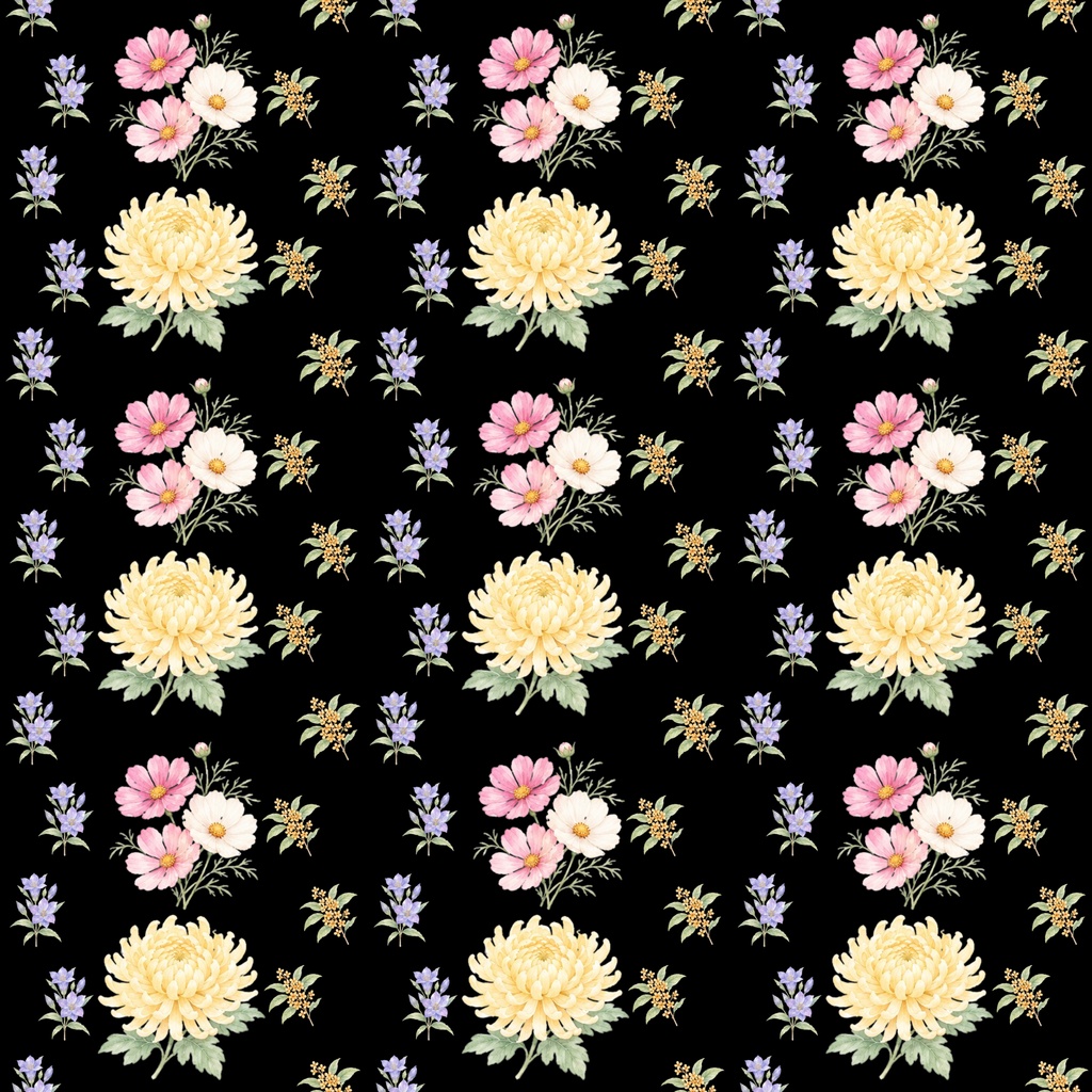 【背景5色セット】デジタルペーパー | 秋の花柄
