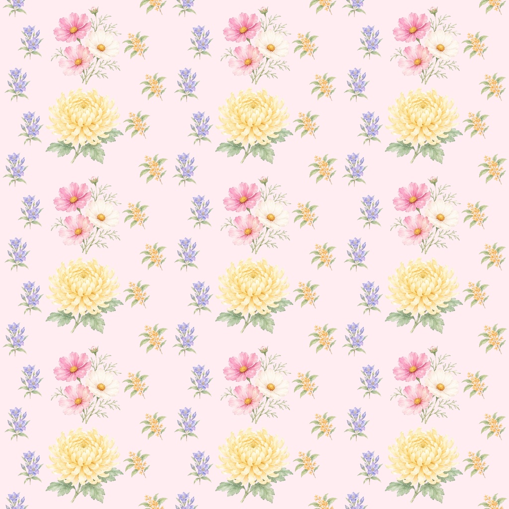 【背景5色セット】デジタルペーパー | 秋の花柄
