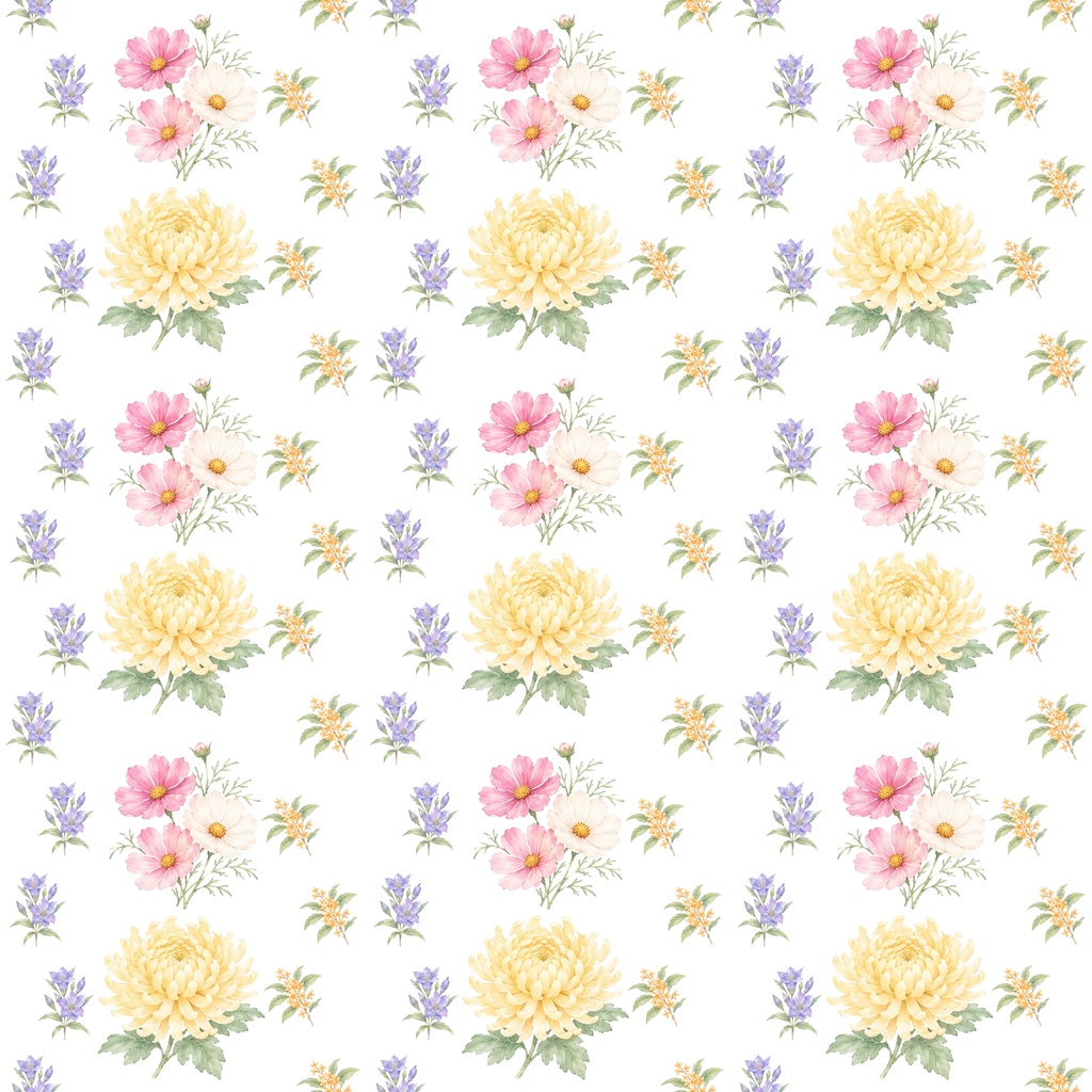 【背景５色セット】デジタルペーパー | 秋の花柄
