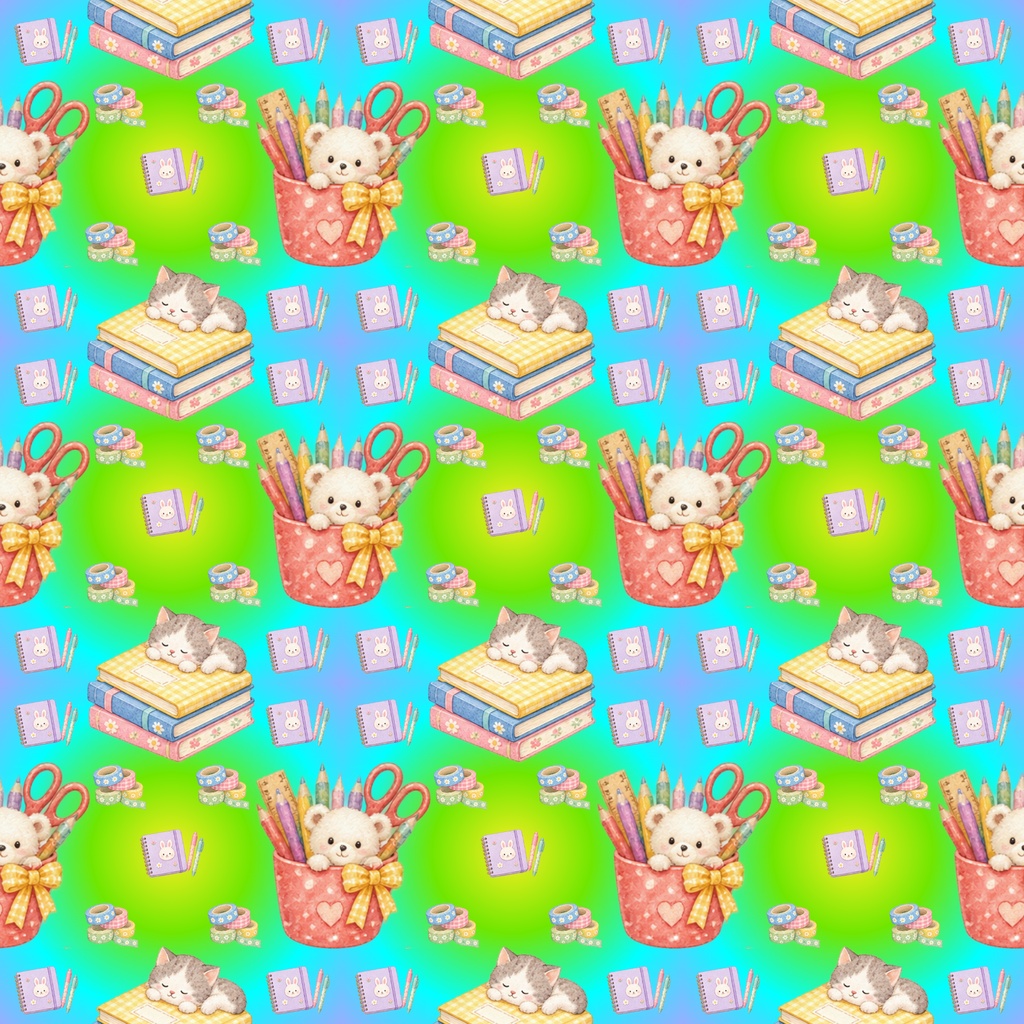 【背景5色セット】デジタルペーパー | かわいい文房具 | 絵本風