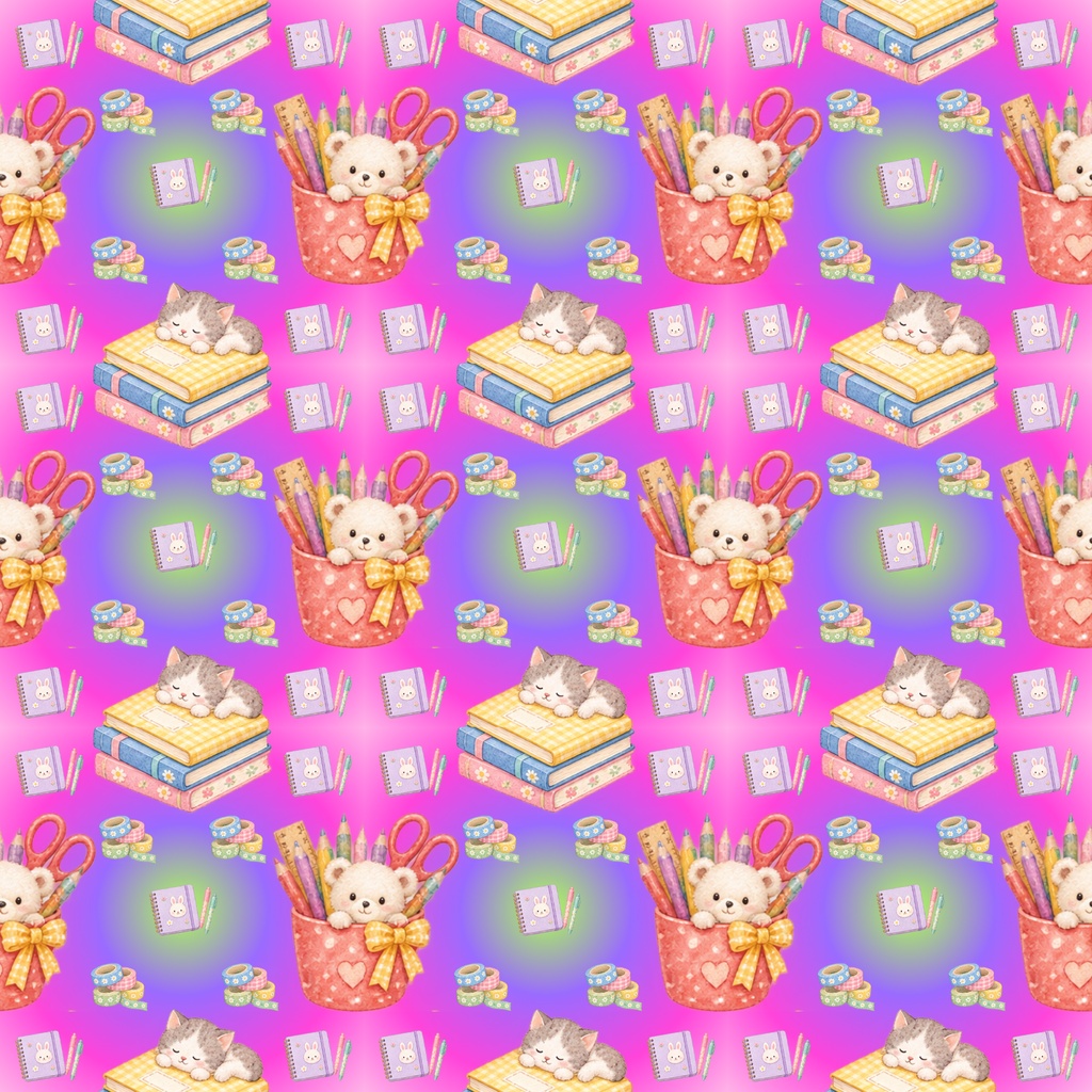 【背景5色セット】デジタルペーパー | かわいい文房具 | 絵本風