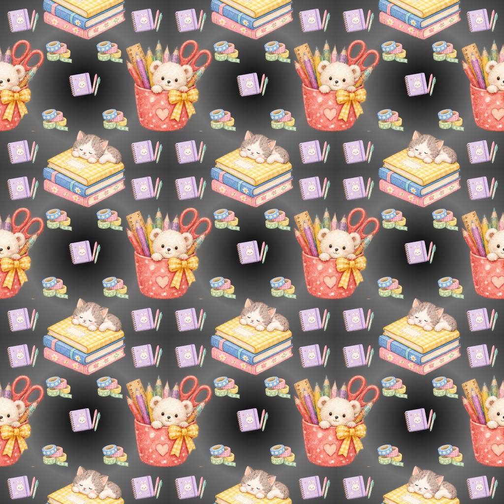 【背景5色セット】デジタルペーパー | かわいい文房具 | 絵本風