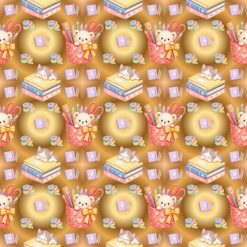 【背景5色セット】デジタルペーパー | かわいい文房具 | 絵本風