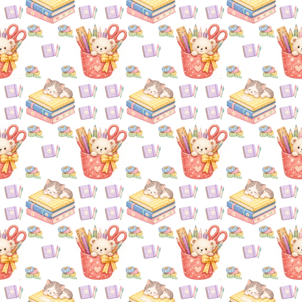 【背景５色セット】デジタルペーパー | かわいい文房具 | 絵本風