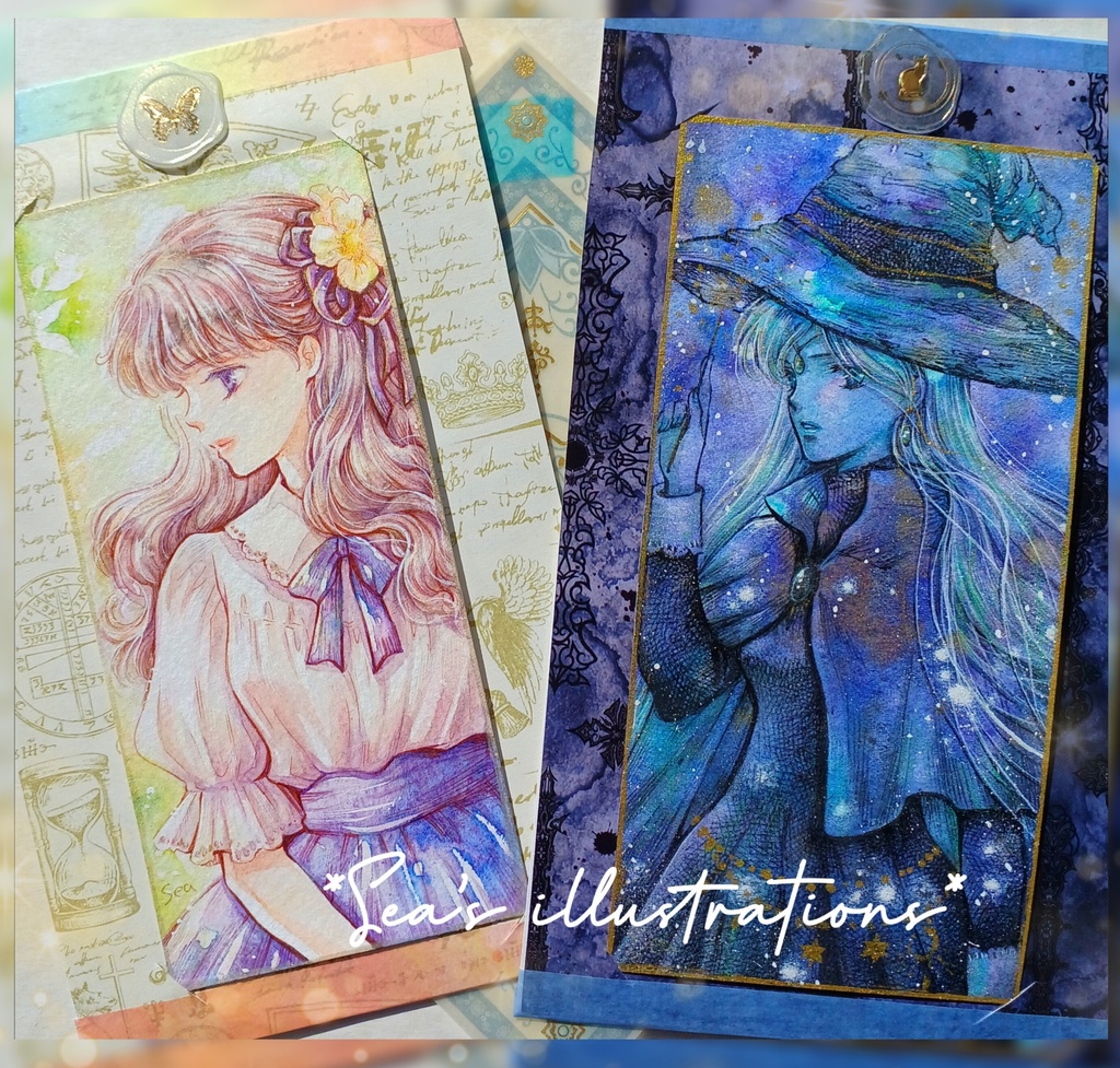 ◇春の乙女&蒼の魔女◇手描きイラスト