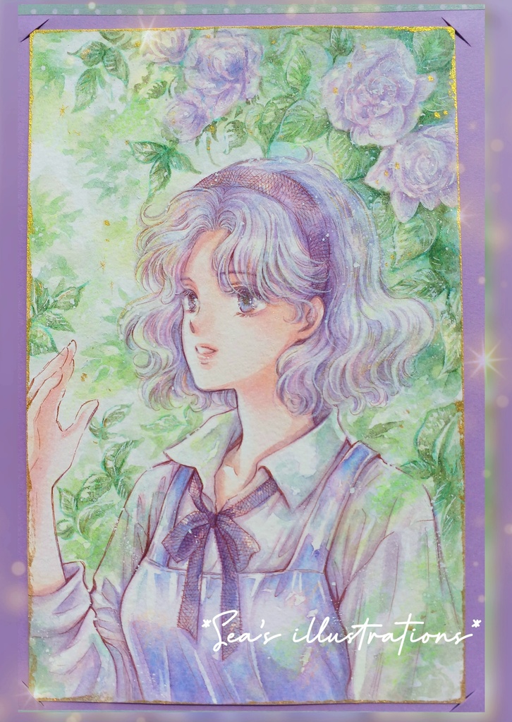 ◇薔薇と少女◇手描きイラスト