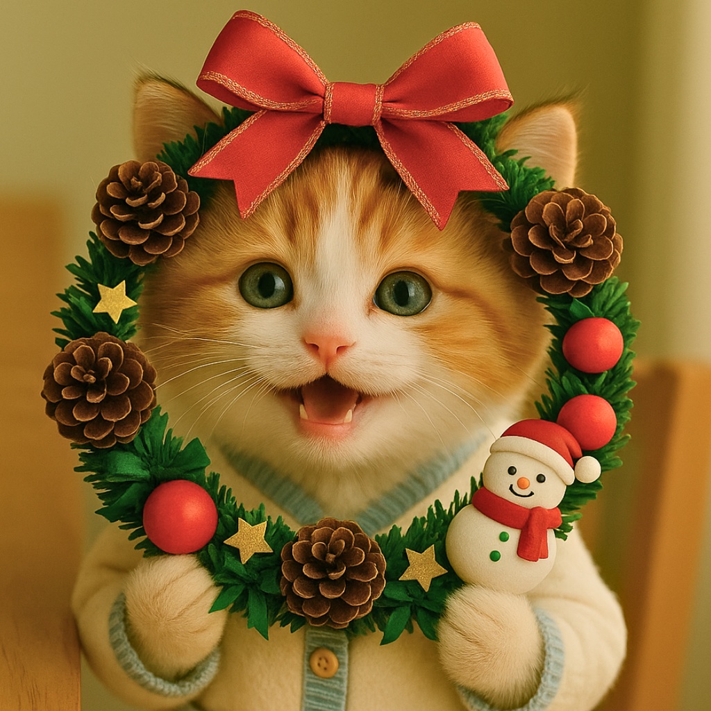 クリスマス限定❣️みけねこミケの癒し壁紙セット🍃Xmas🎄〈5枚〉— Mikené Gallery —