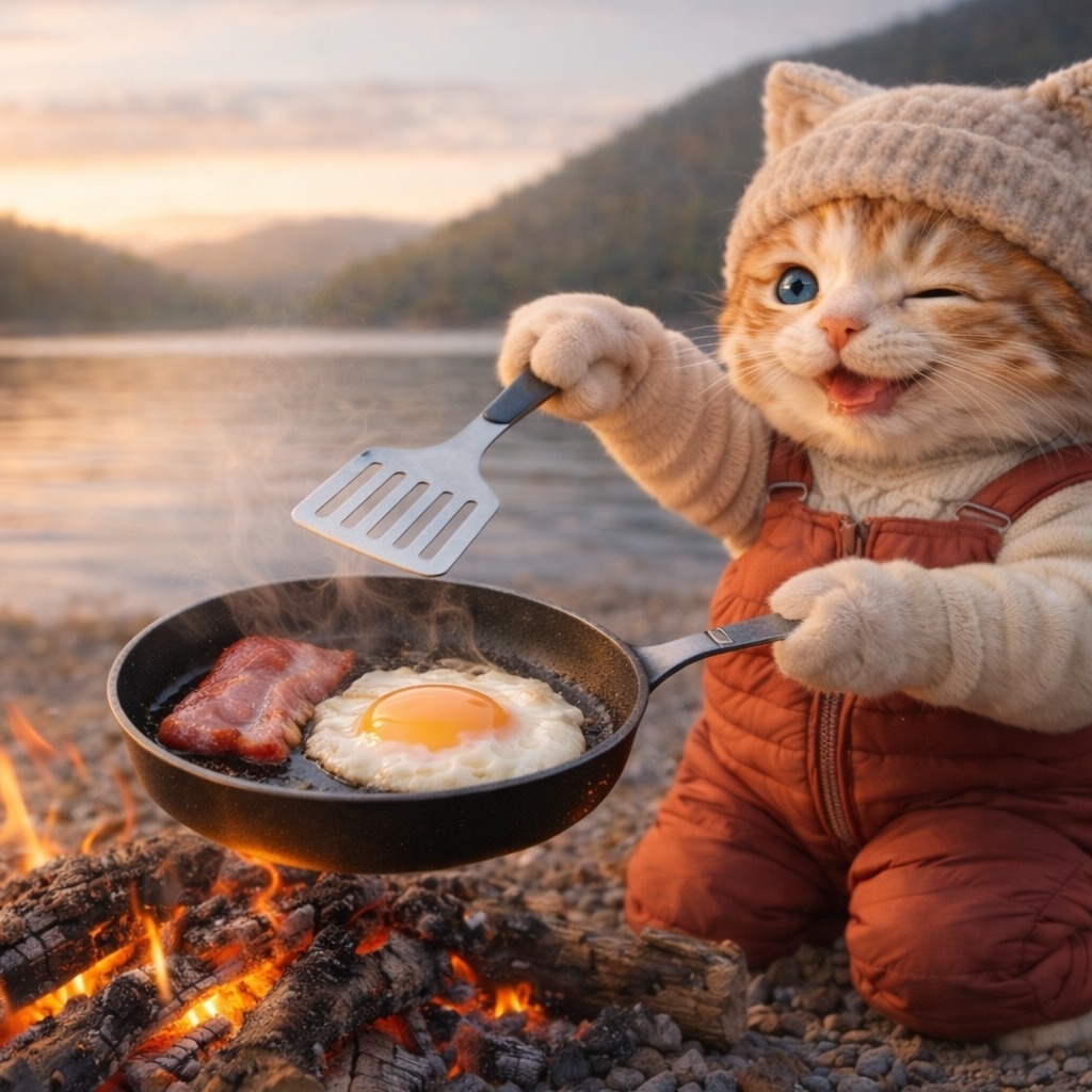 みけねこミケの癒し壁紙セット『キャンプ』〈5枚〉— Mikené Gallery —