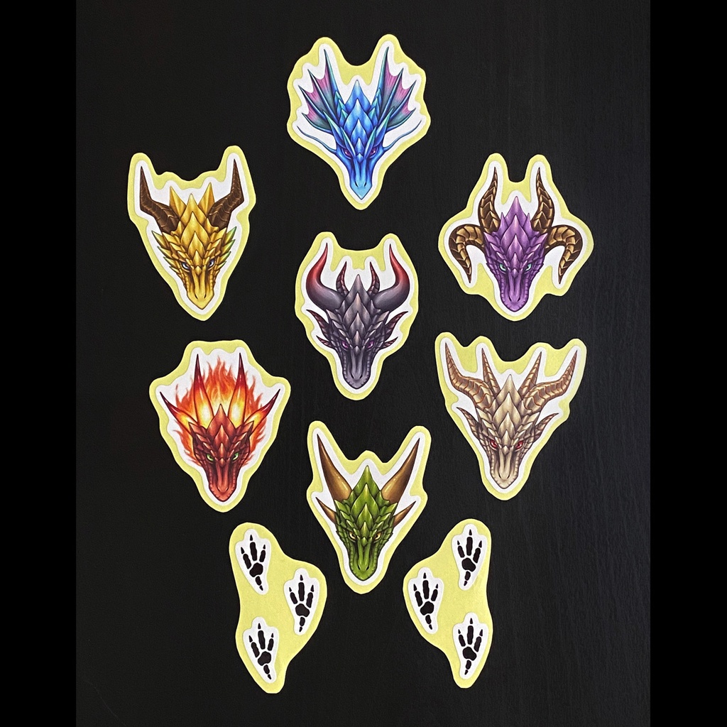 ドラゴンと足跡のシール(セット)