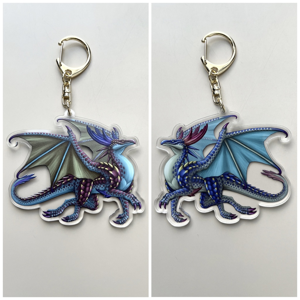 【リバーシブル】ドラゴン(全身)のアクリルキーホルダー