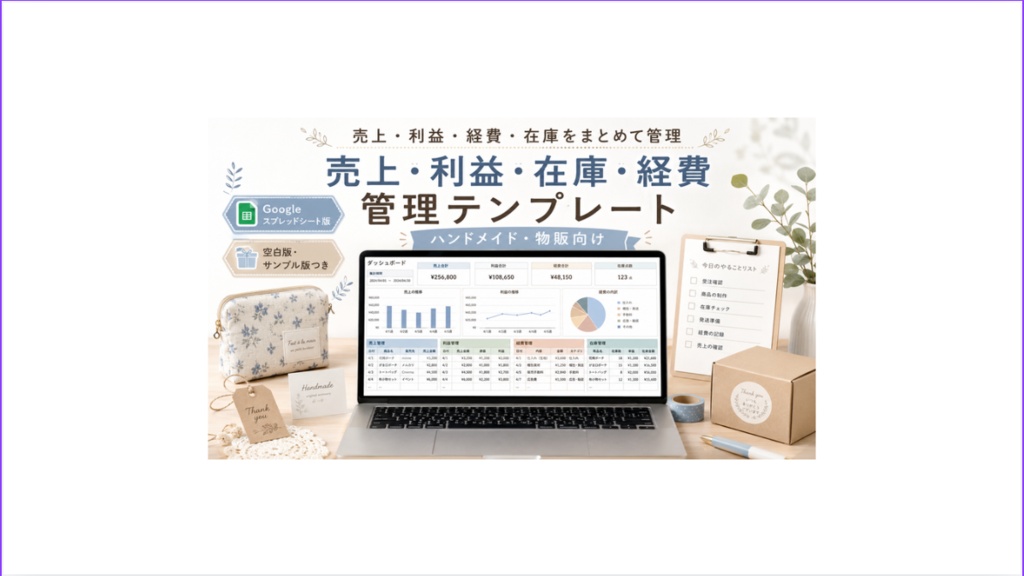 ハンドメイド・物販向け 売上・利益・在庫・経費 管理テンプレート|Googleスプレッドシート版