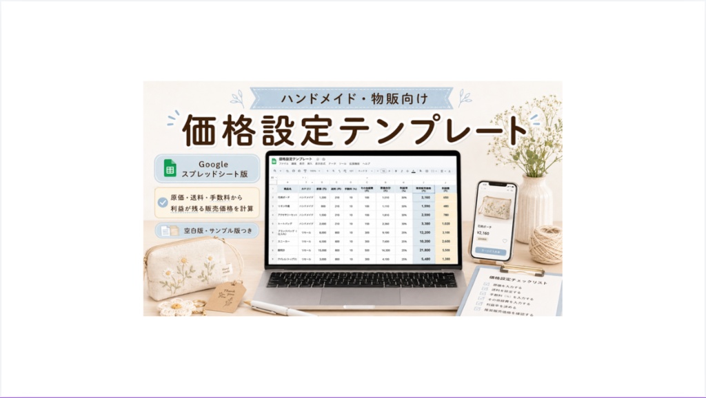 ハンドメイド・物販向け 価格設定テンプレート【Googleスプレッドシート版】
