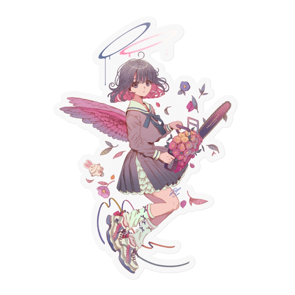 お花チェンソーステッカー