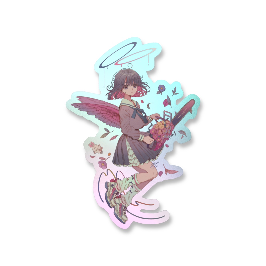 お花チェンソーオーロラスマホステッカー